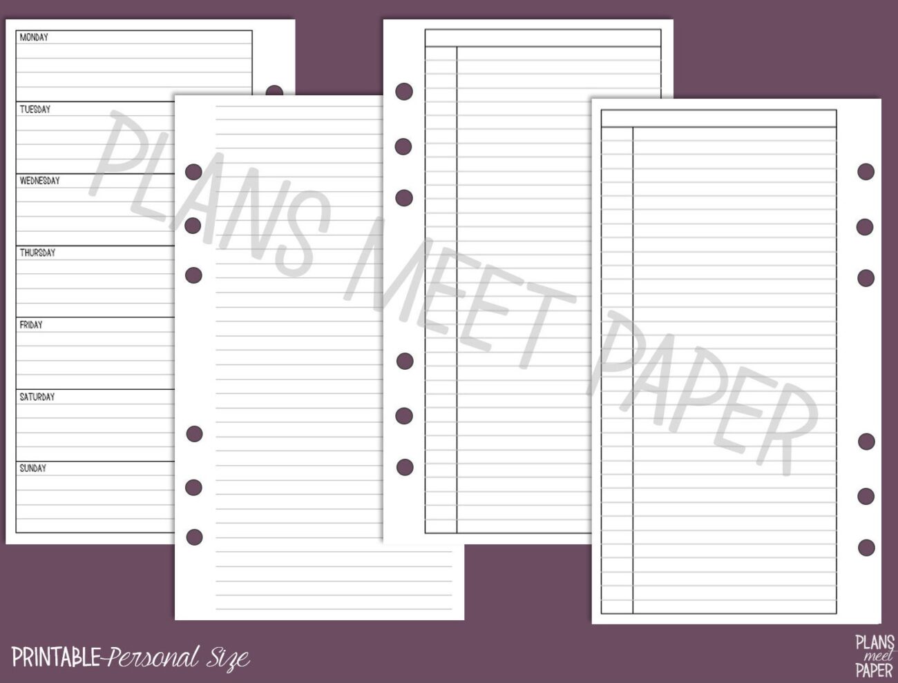 Free Personal Size Planner Inserts - PRINTABLE Personal Size Planner Basics Insert Pack | Clean ...