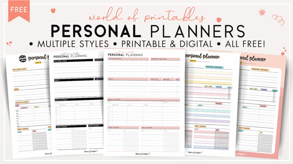 Free Personal Size Planner Printables - Personal Planner Printables