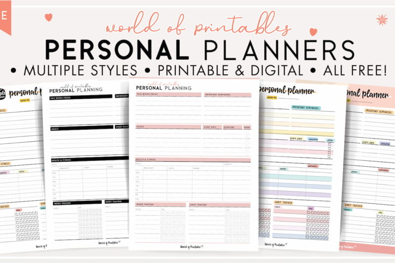 Free Personal Size Planner Printables