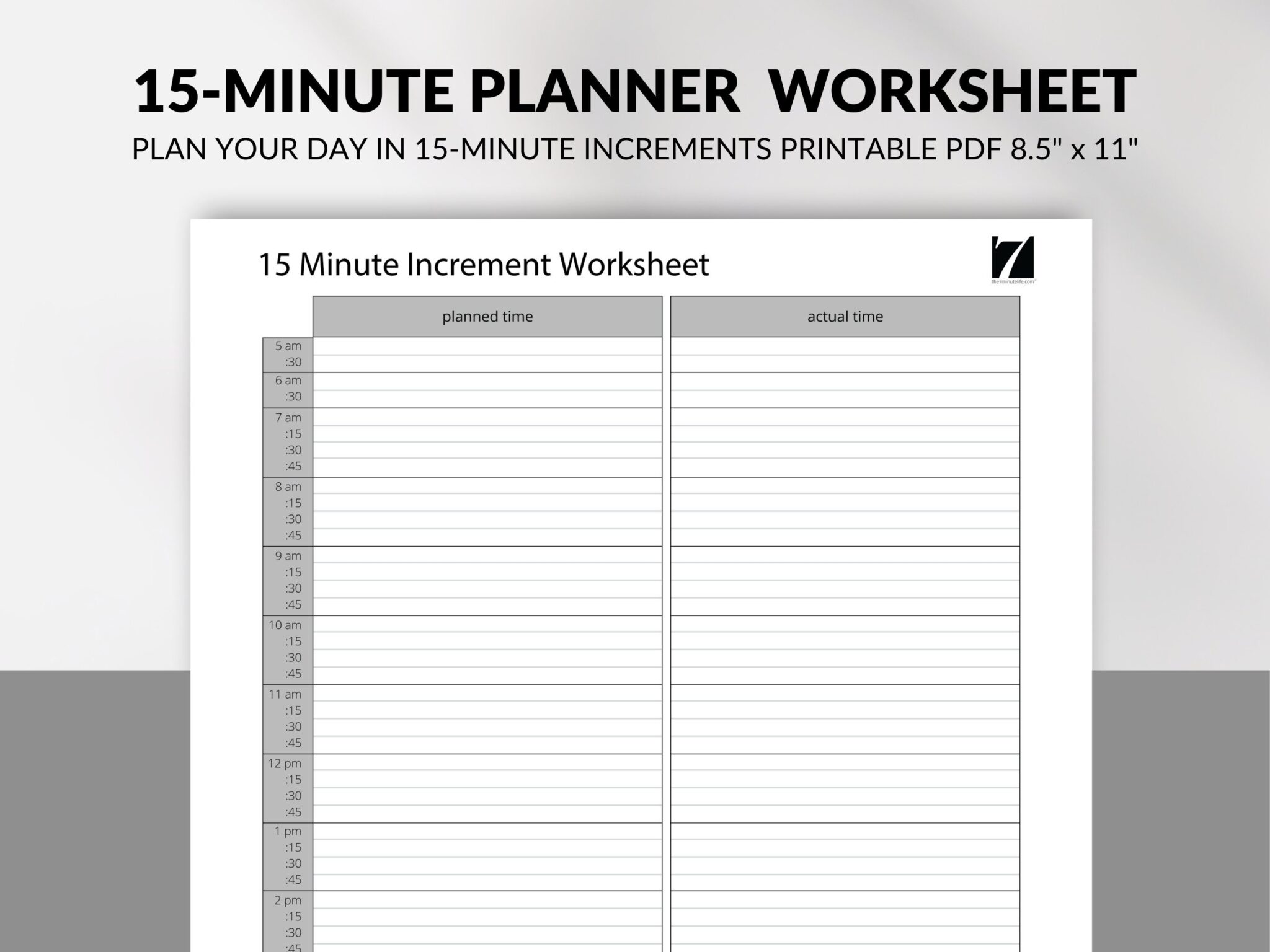 Free Printable 15 Minute Daily Planner Template - Free Plan Template