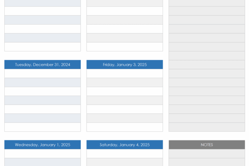 Free Printable 2025 Weekly Planner - Free Printable Daily Calendar Templates | Smartsheet