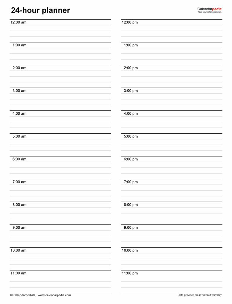 Free Printable 24 Hour Daily Planner - Download Printable Daily Hourly Planner Template – MWRXS