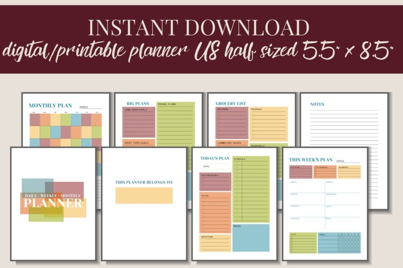 Free Printable 5.5×8.5 Planner Pages