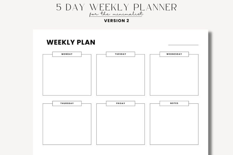 Free Printable 5 Day Weekly Planner Printable