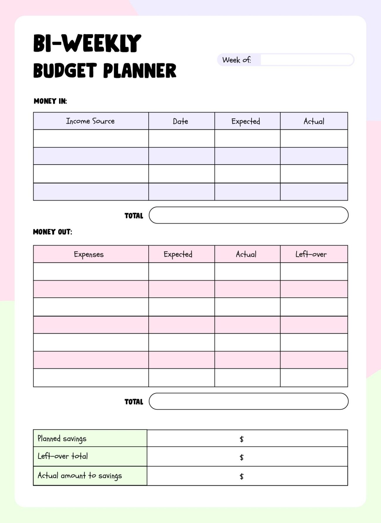 Free Printable Bi-Weekly Budget Planner - Bi weekly budget printable free – Artofit