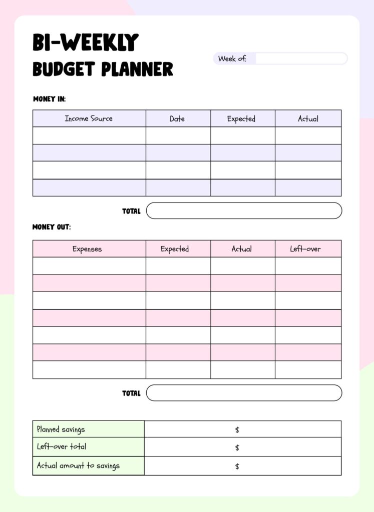 Free Printable Bi-Weekly Budget Planner - Bi weekly budget printable free – Artofit