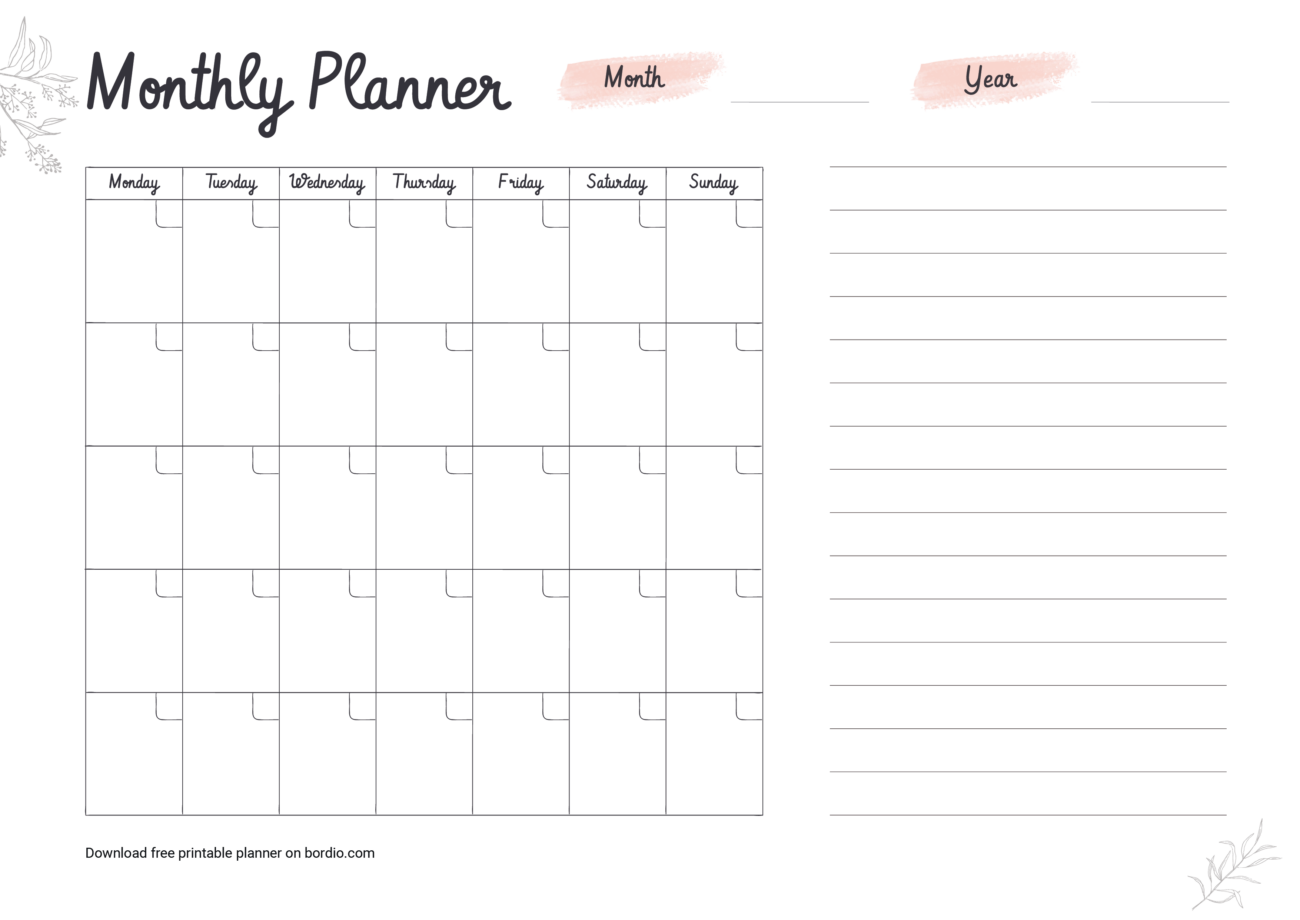 Free Printable Calendar Pages For Planner - Printable Monthly Planner Templates | Download For Free in PDF