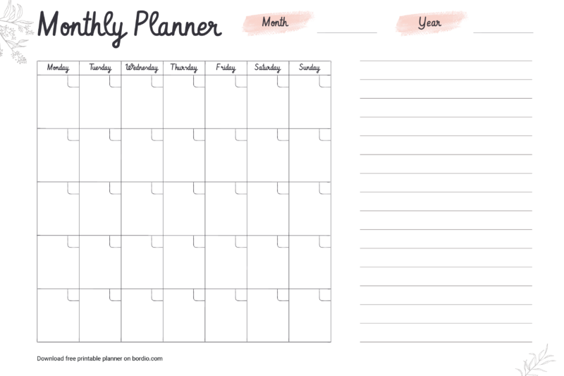Free Printable Calendar Planner Pages - Printable Monthly Planner Templates | Download For Free in PDF