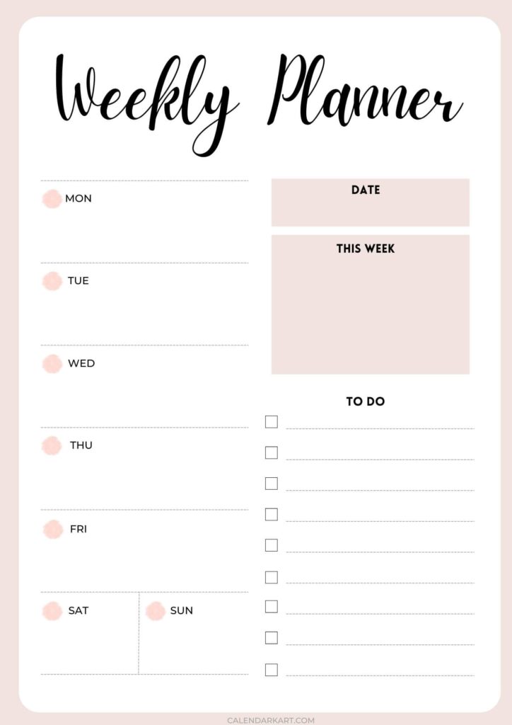 Free Printable Calendar Weekly Planner – Free Printable Weekly Planner Templates – CalendarKart Free Printable Calendar Weekly Planner - Free Printable Weekly Planner Templates - CalendarKart