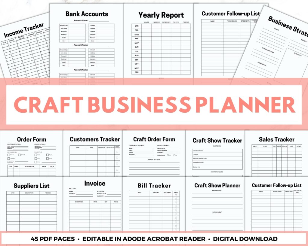 Free Printable Craft Business Planner - Craft Business Plan Template