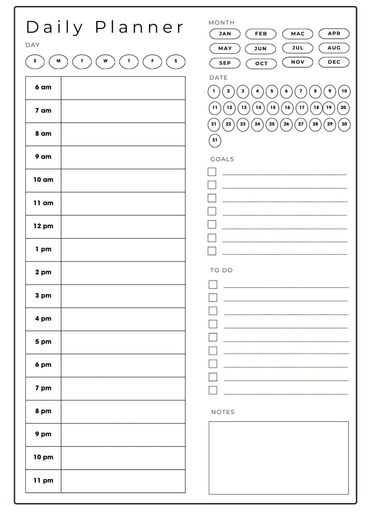 Free Printable Daily Planner With Times - Daily Calendar With Time Slots Printable