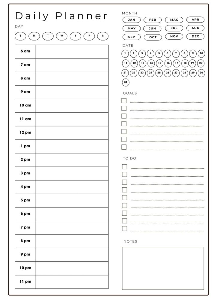 Free Printable Daily Planner With Times – Daily Calendar With Time Slots Printable Free Printable Daily Planner With Times - Daily Calendar With Time Slots Printable