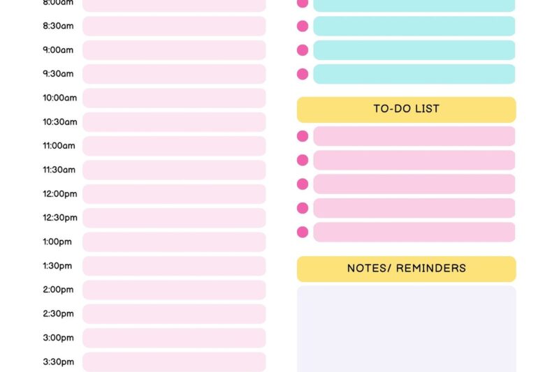 Free Printable Daily Schedule Planner - Free Printable Daily Schedule Calendar Free Printable Worksheet ...