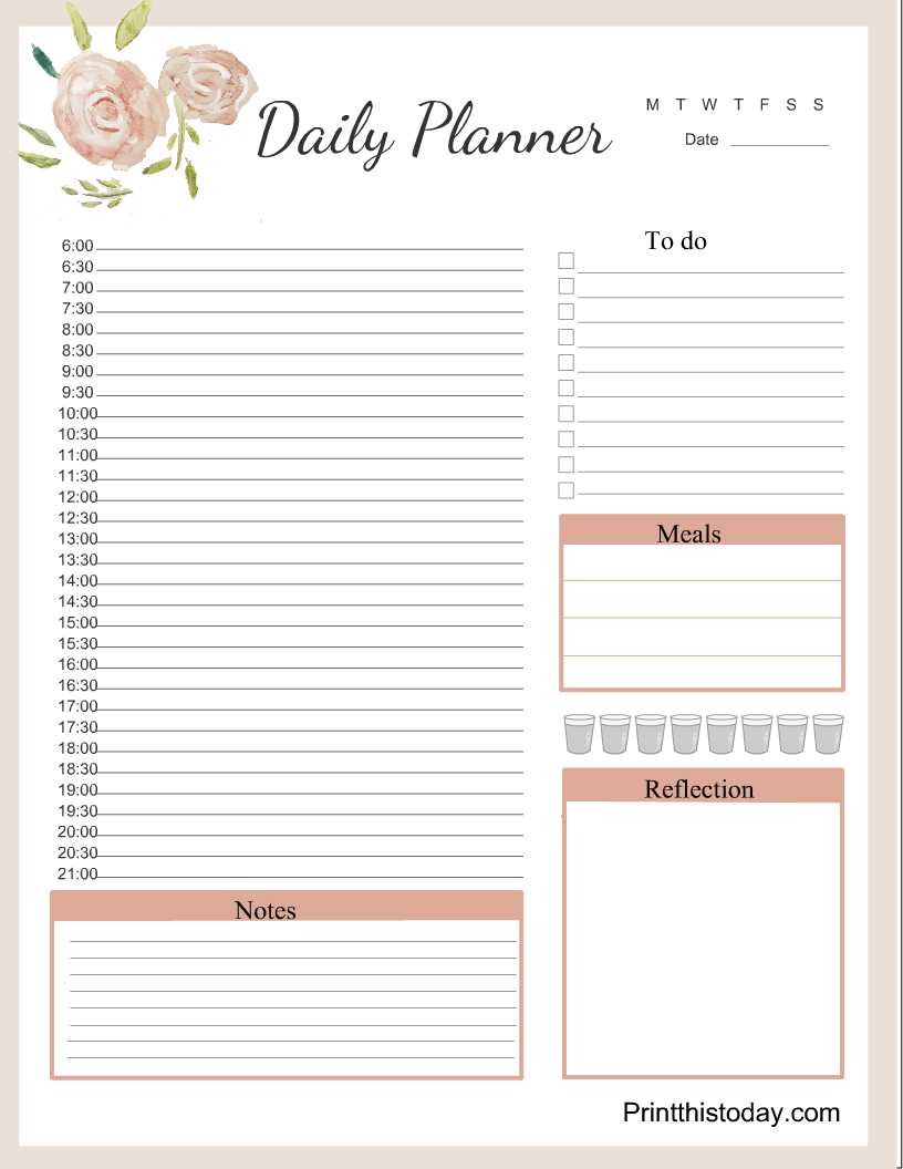 Free Printable Day Planner Pages - Printable Day Planner - Printable Free Templates