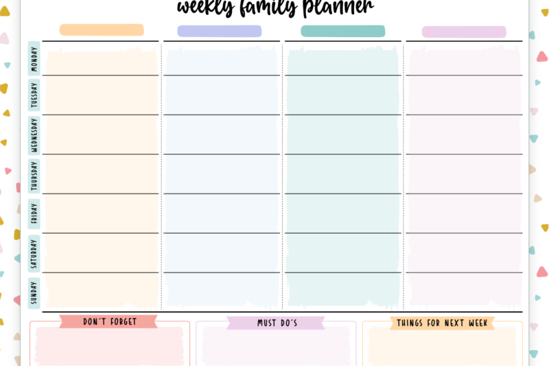 Free Printable Family Weekly Planner