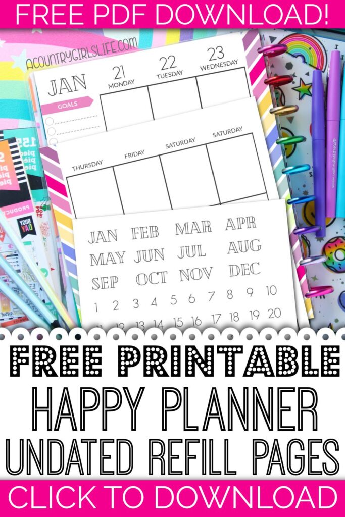 FREE Printable Happy Planner Pages Inserts Refills for Classic Size ...