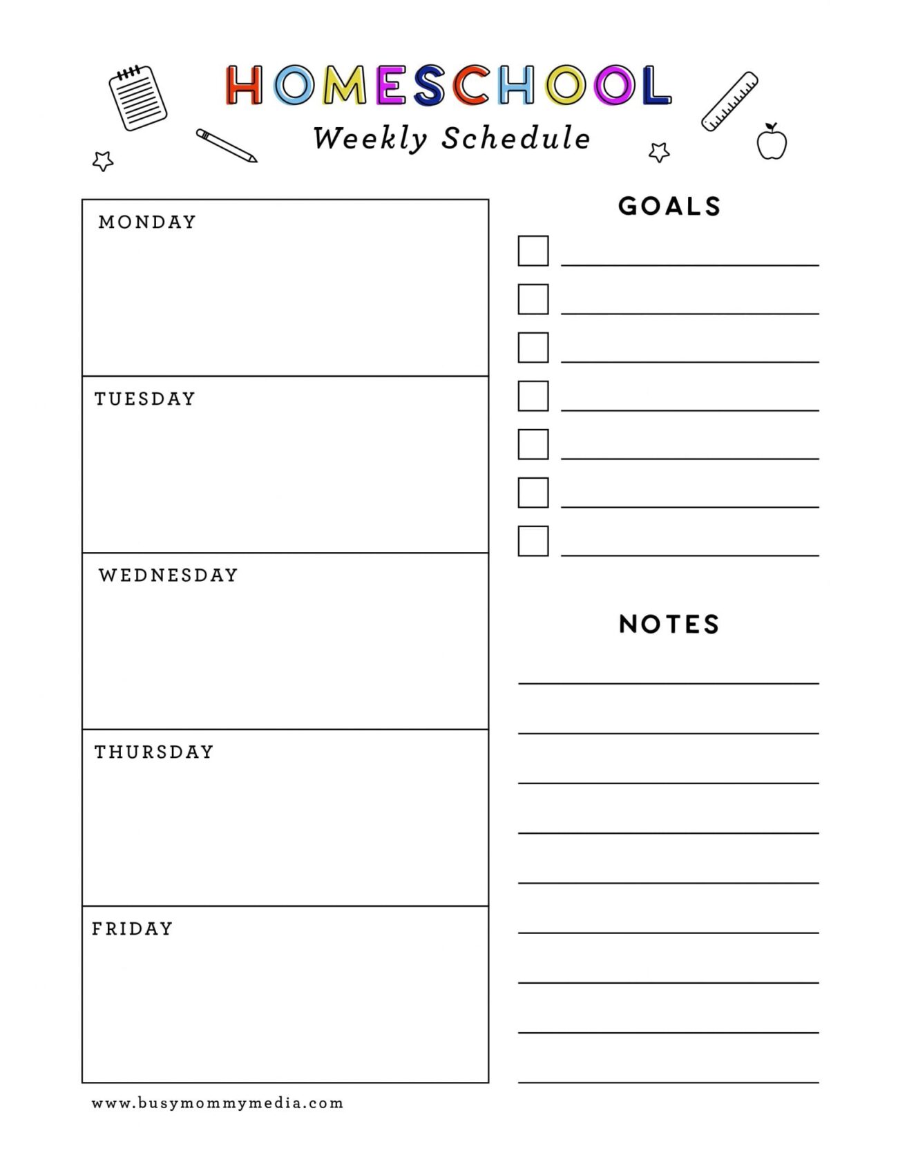 Free Printable Homeschool Weekly Planner - Weekly Homeschool Planner Printable - Free Printable Worksheet