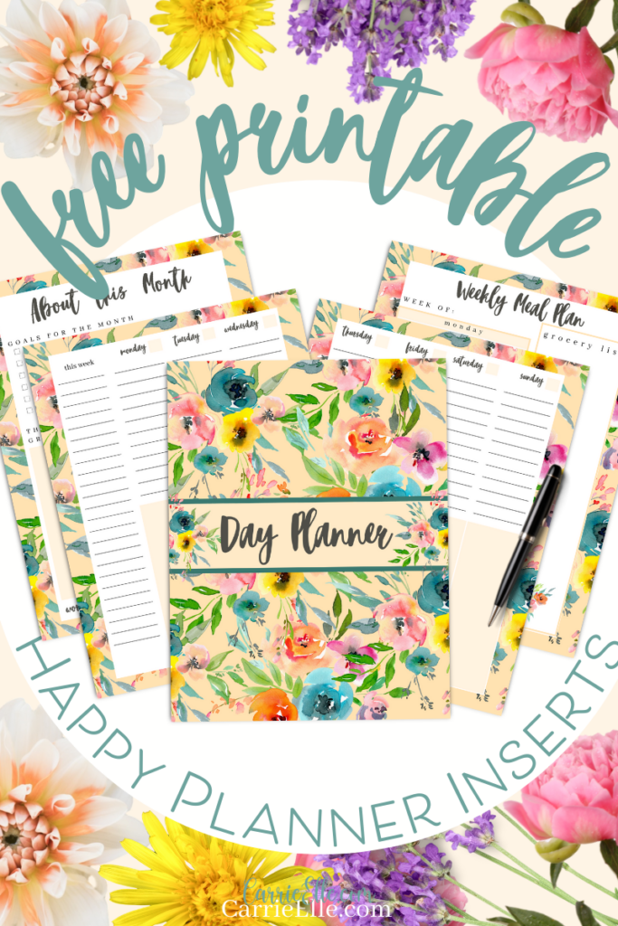 Free Printable Inserts for Happy Planner - Floral Pastel - Carrie Elle