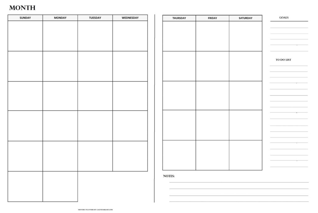 Free Printable Monthly Planner Templates - CalendarKart