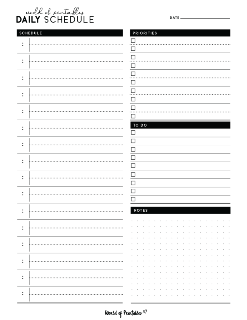Free Printable Template For Daily Schedule – 2026 Calendar, Planners … Free Printable Template For Daily Schedule - 2026 Calendar, Planners ...