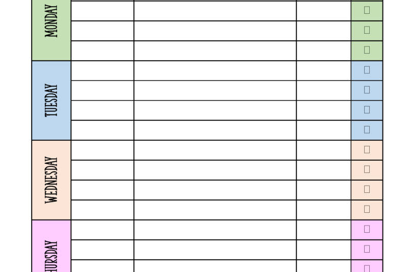 Free Printable Weekly Homework Planner - FREE Printable Homework Planner Template | PDF, Word, Excel or Jpg ...