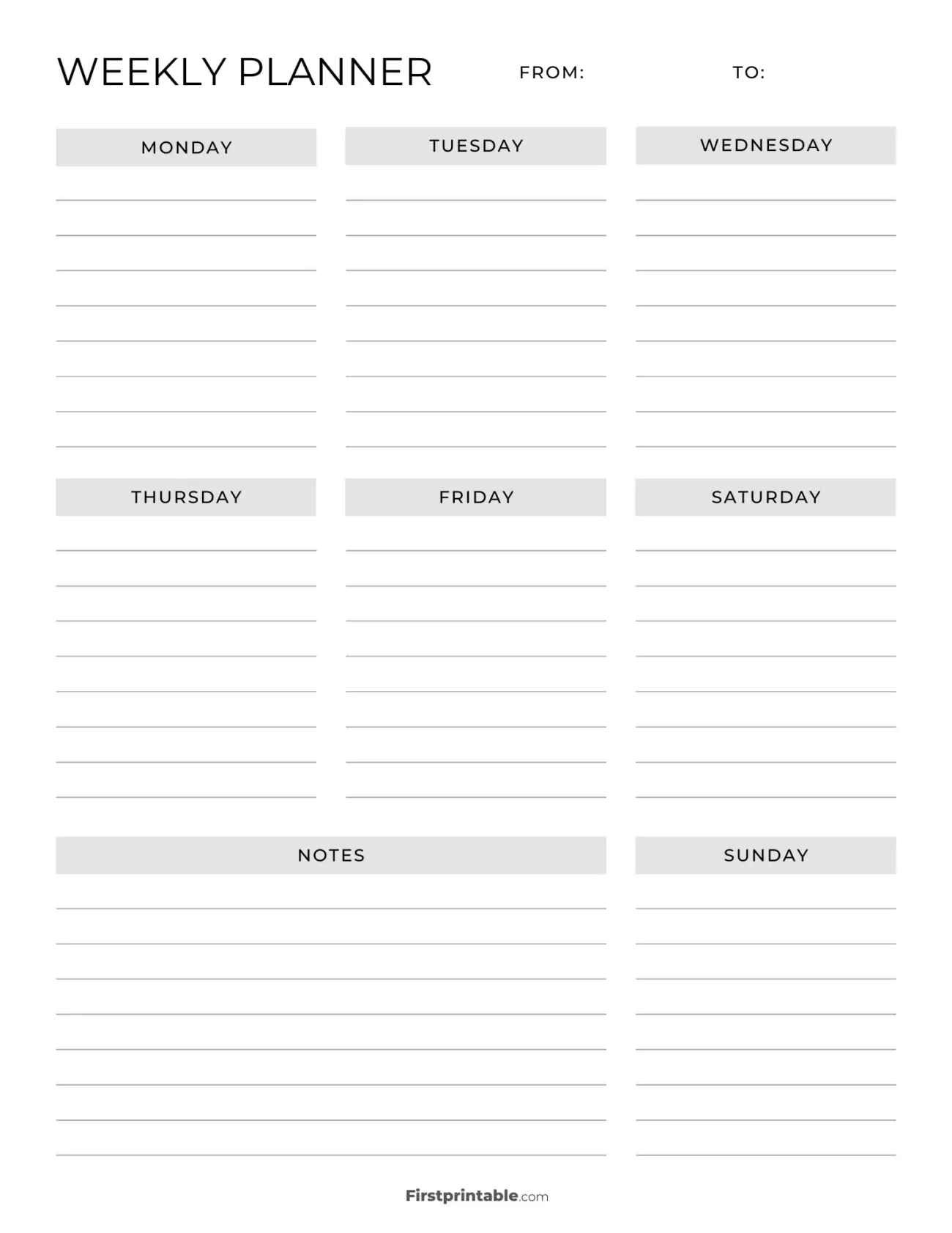 Free Printable Weekly Planner Pages - Printable Weekly Calendar & Planner | Free Templates