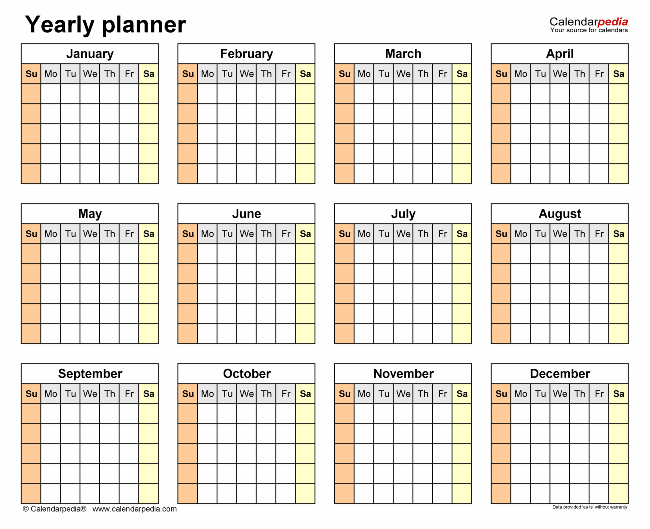 Free Printable Yearly Planner Printable - Printable Yearly Planner Template 2024 - Free Printable Template