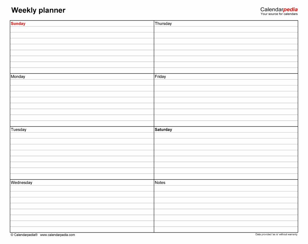 Free Weekly Planners for Microsoft Word - 20+ Templates