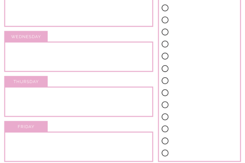 Girly Cute Weekly Planner Printable