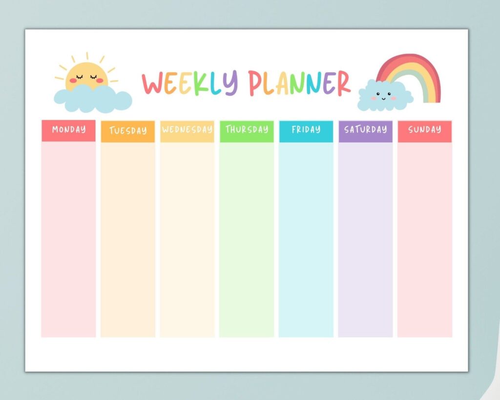 Kids Weekly Calendar Rainbow Printable, Homeschool Toddler Schedule … Kids Weekly Calendar Rainbow Printable, Homeschool Toddler Schedule ...