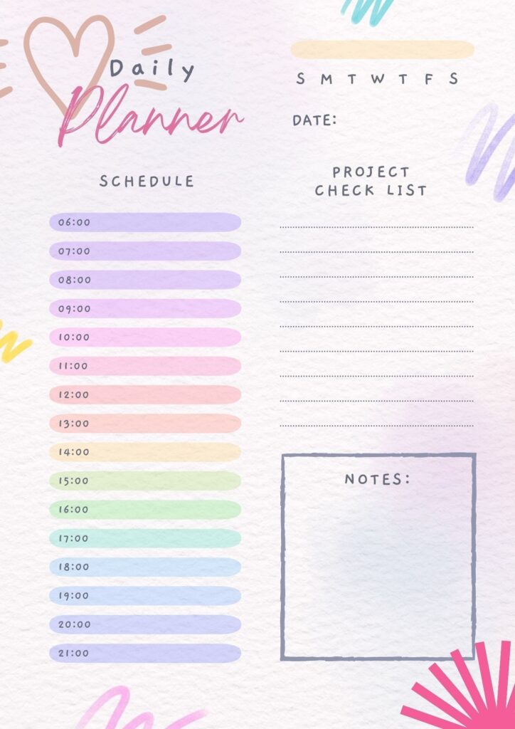 Pastel Daily Planner | Daily planner template, Daily planner pages ...