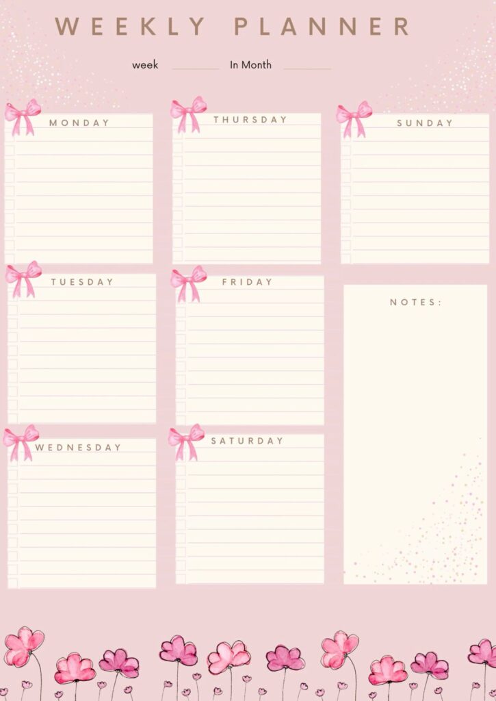 Pink weekly planner🎀 – Artofit