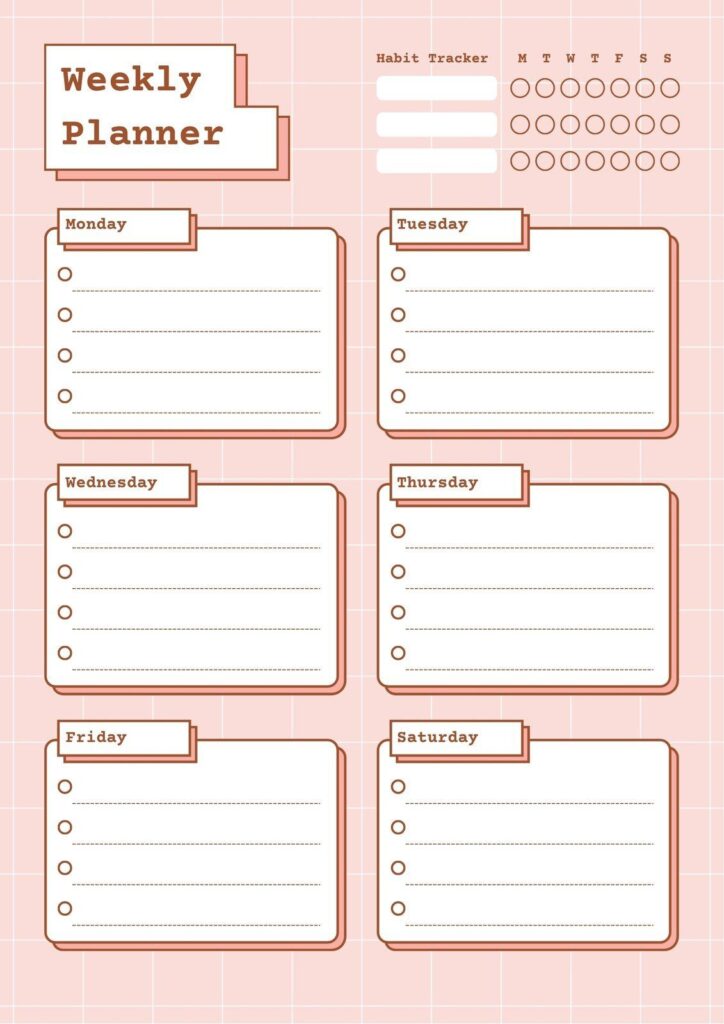 Printable Cute Weekly Planner Template - Printable Free Templates