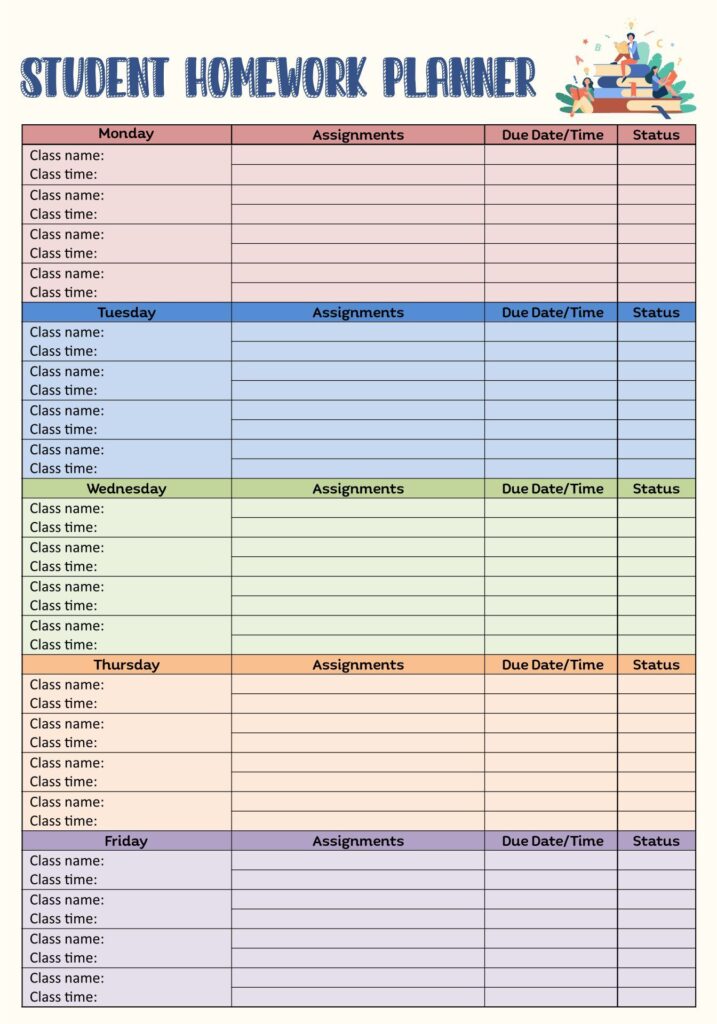 Printable Homework Planner Template | College student homework planner … Printable Homework Planner Template | College student homework planner ...