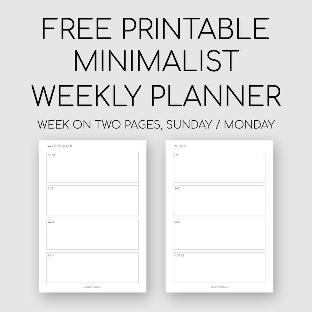 Printable Minimalist Weekly Planner - Week on Two Pages
