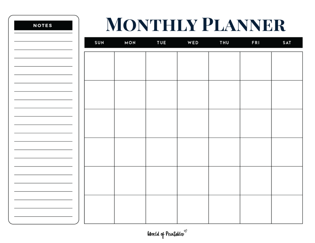 Printable Monthly Planner Printable Monthly Planner