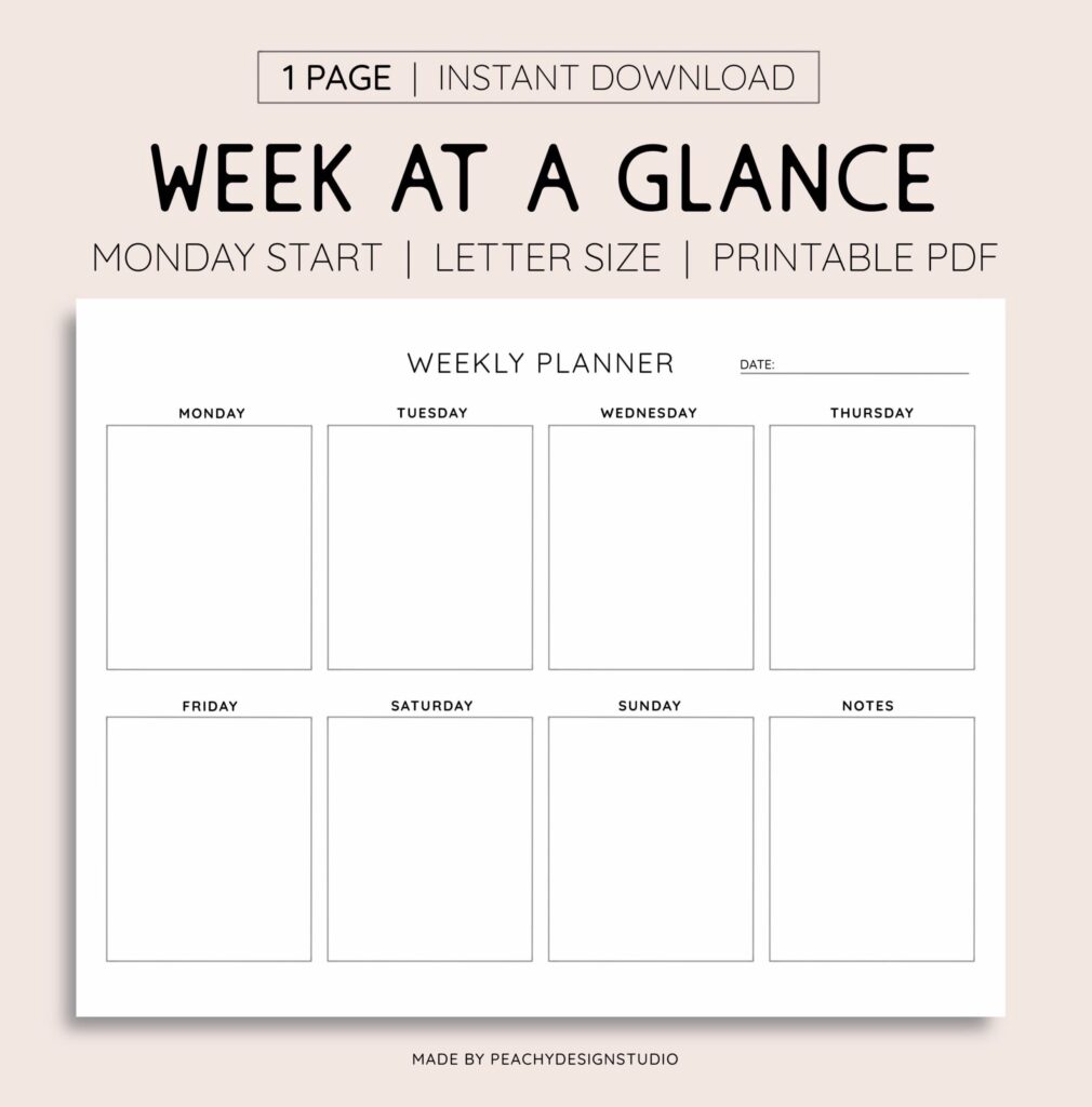 Week At A Glance Printable - Free Printable Blank Worksheets for ...