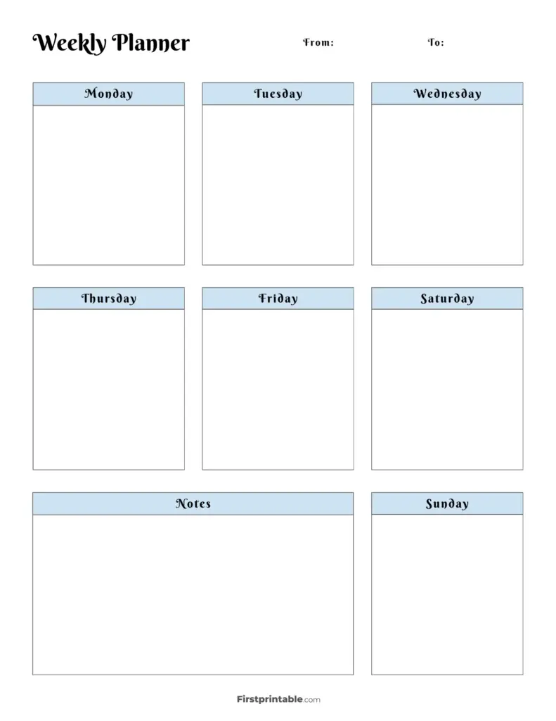 Weekly Calendar Printout Printable Weekly Planner Templates Download
