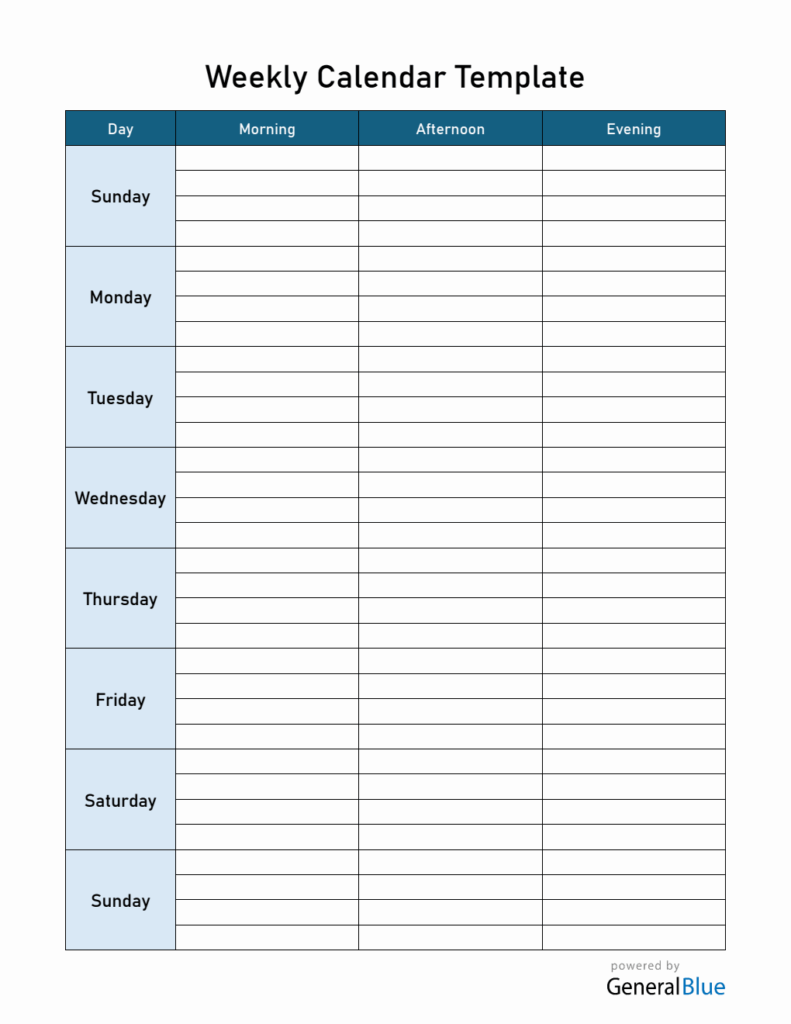 Weekly Calendar Templates