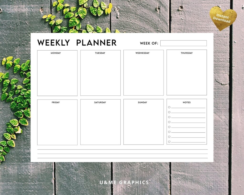Weekly Planner Printable, 7 Day Weekly Planner, Printable Organizer … Weekly Planner Printable, 7 Day Weekly Planner, Printable Organizer ...