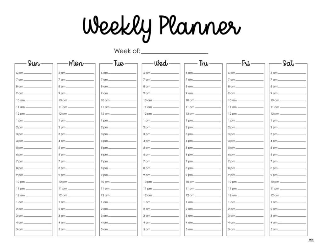Weekly Planner Printable With Times at Margaret Steen blog