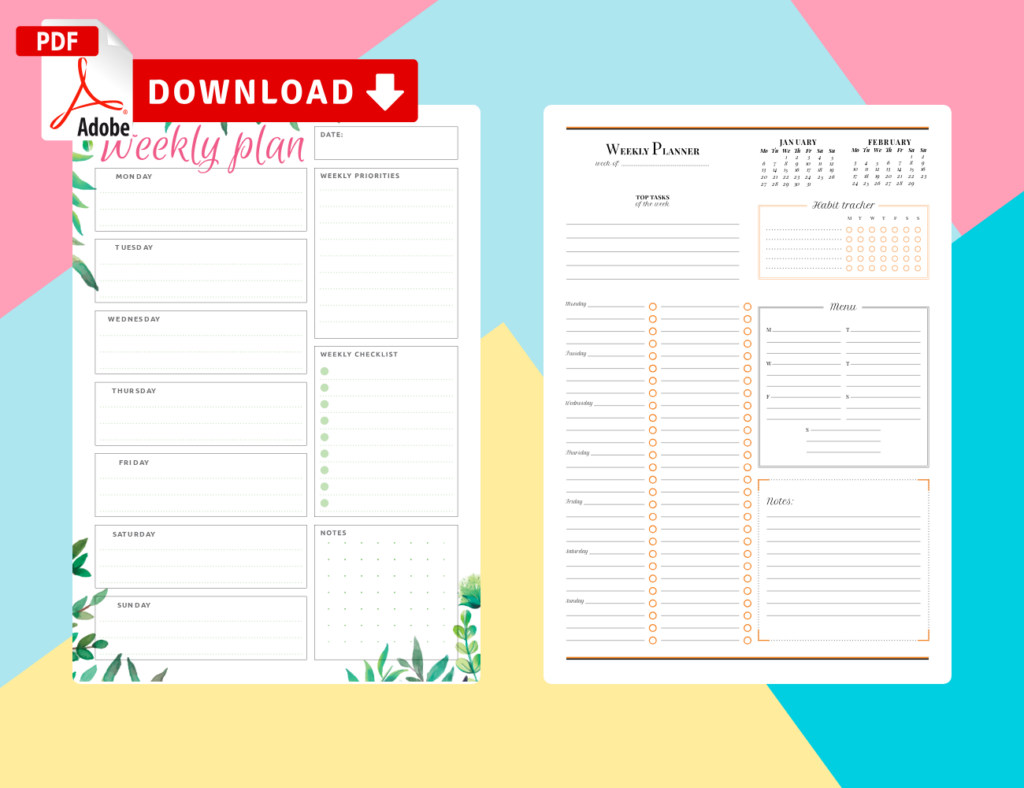 Weekly Planner Template Free Download